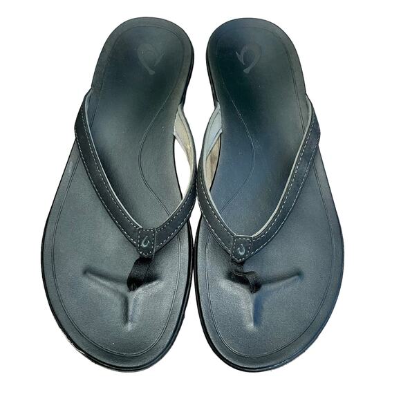 OluKai Shoes - Olukai Women’s Black Casual Beach Vacation Minimalist Flip-Flops Size 9.5/10